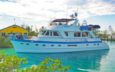 Ocean research vessel R/V ANGARI pulling into port on science expedition