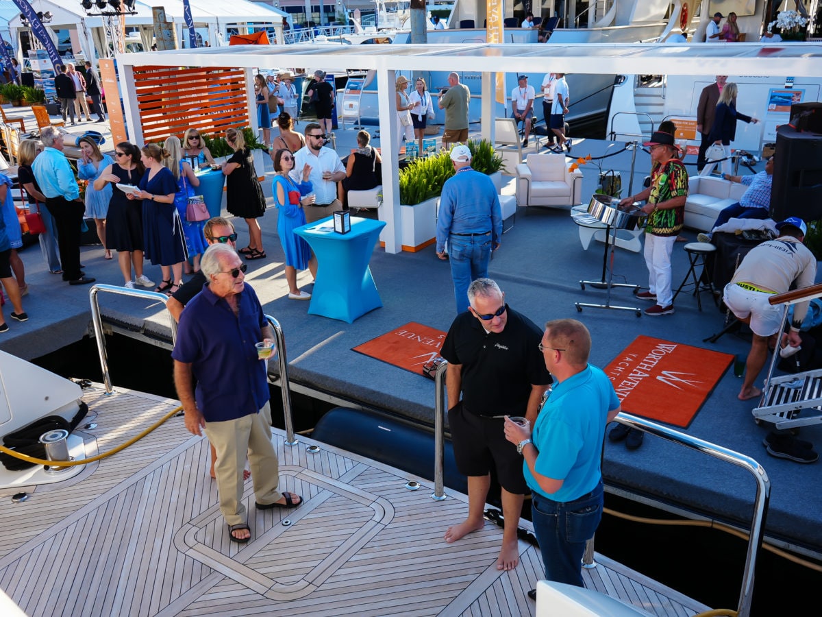 The celebration was held on the "docks and yachts" at the Worth Avenue Yachts boat show display.