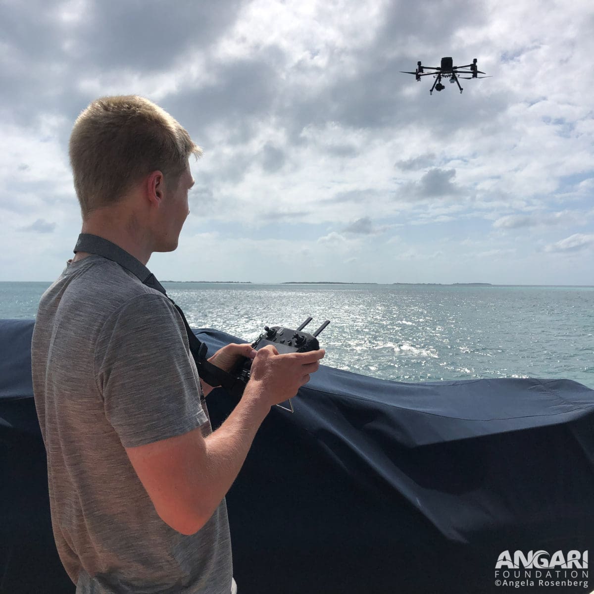Flying my commercial drone for aerial surveys. PC: Angela Rosenberg