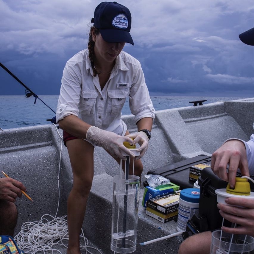 Here I am preparing a Niskin bottle to collect water samples from a remote reef in Colombia. This was part of an environmental DNA (eDNA) and BRUVS study to compare reef fish diversity. PC: Santiago Estrada