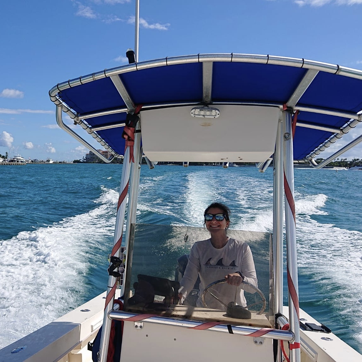 Smiling as we pass by Miami Beach on our way to our study site. PC: Kirk Gastrich