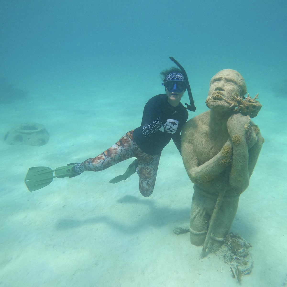 The sculpture garden in New Providence (Nassau) is a very popular site for snorkeling and is a good place to go, pose and get great shots like this one. PC: Sara Morales