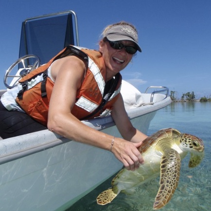 Releasing a juvenile green sea turtle after workup in the Dry Tortugas National Park. PC: USGS. Permits: DRTO-2008-SCI-0008, MTP-176, NMFS # 17381.
