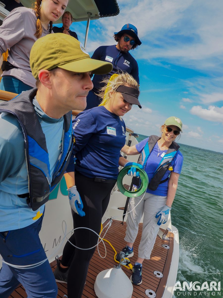 EXP 63: Everyone is excited to be out on the water in Biscayne Bay and ready for a day of shark tagging. PC: Amanda Waite