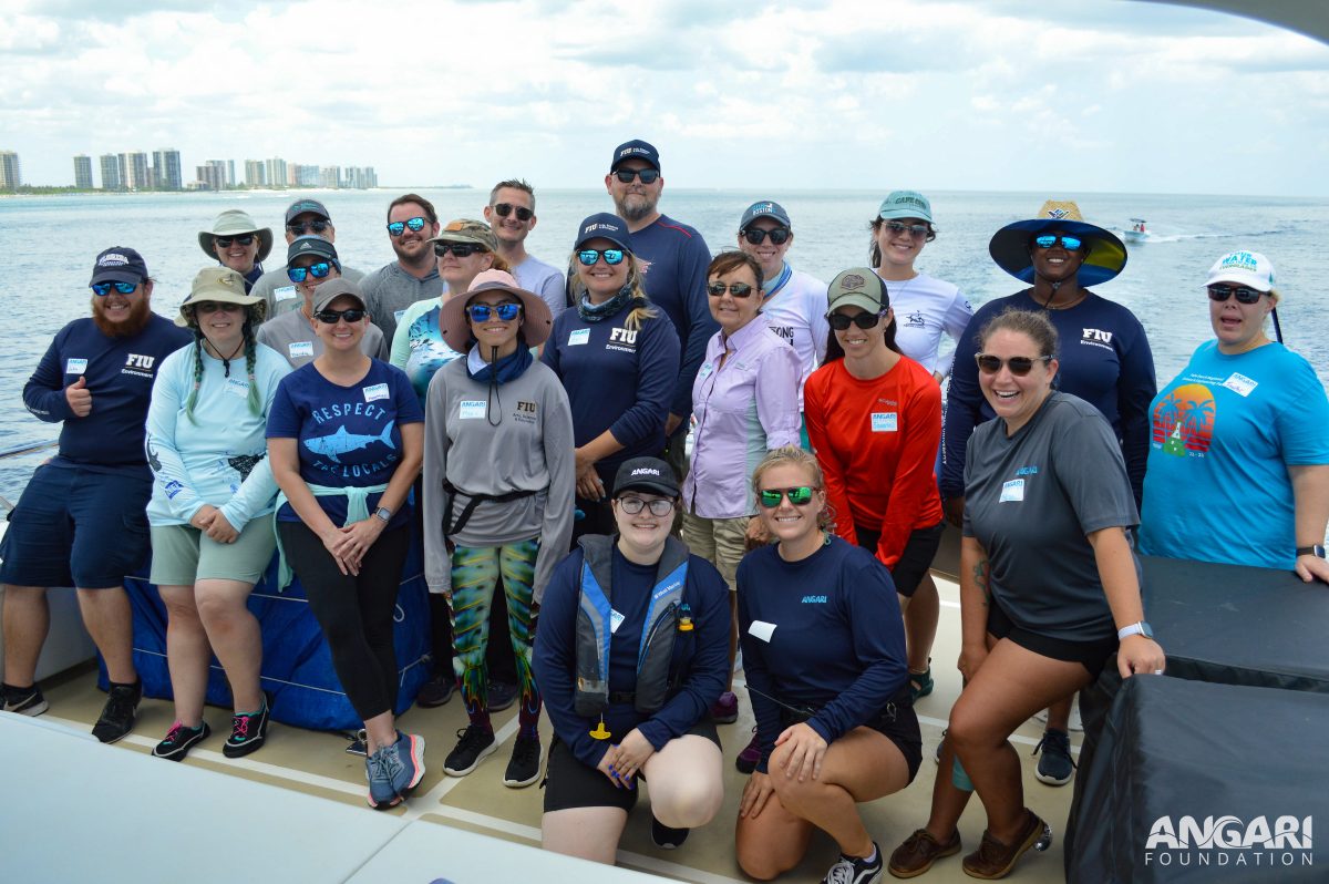 A quick break for a group photo during an exciting day of marine science fieldwork, shark research and education! PC: Kevin Davidson