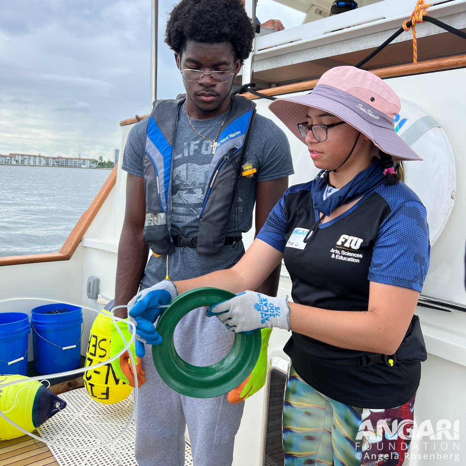 I enjoy teaching students about shark research methods onboard R/V ANGARI. PC: Angela Rosenberg