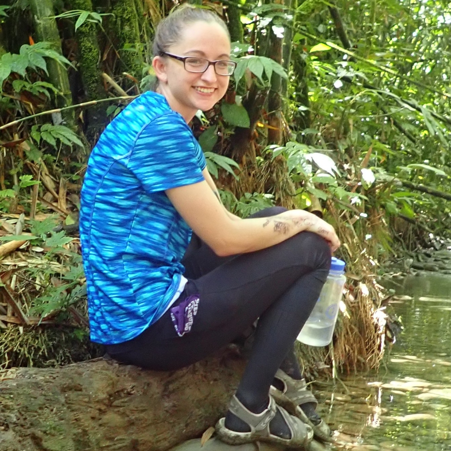 I am taking a well earned break during my hike to Camp 5 in Gunung Mulu National Park.