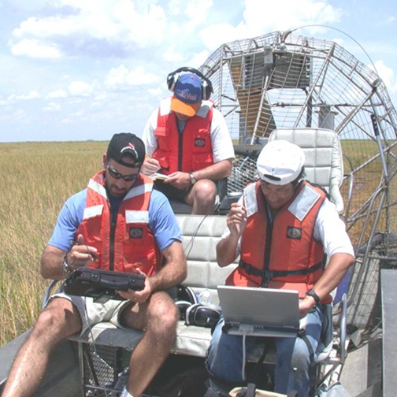 Here we are out in the Everglades conducting fieldwork on an airboat.