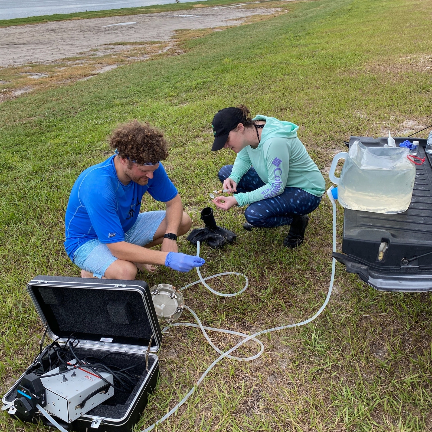 Here we are analyzing the carbonate chemistry of collected water samples from the field.