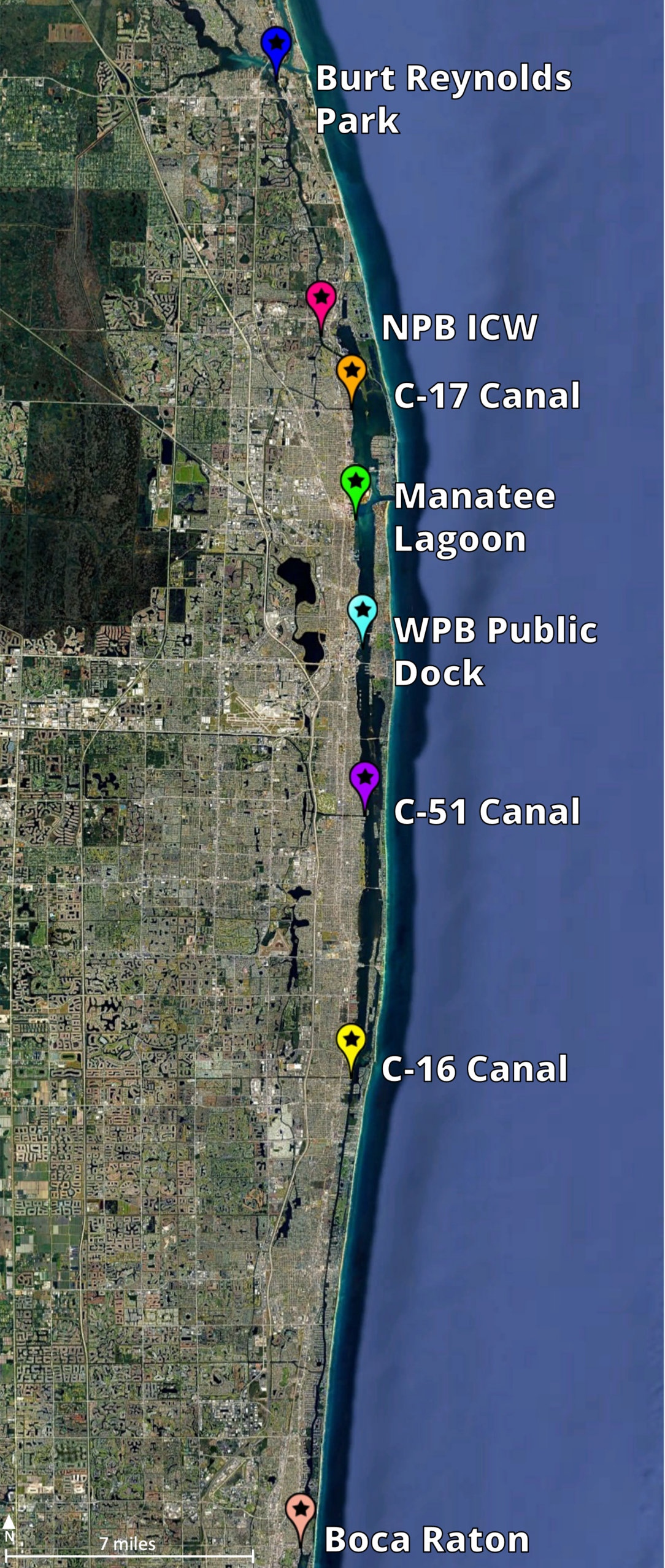 Current Lake Worth Lagoon Drift Card Study Deployment Sites