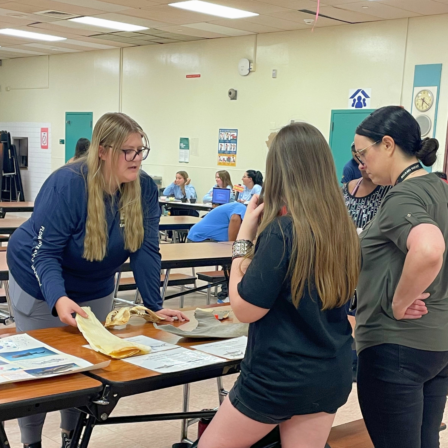 I am in my element when sharing shark fins with students at a FIU STEAM event! PC: Erika Somoza